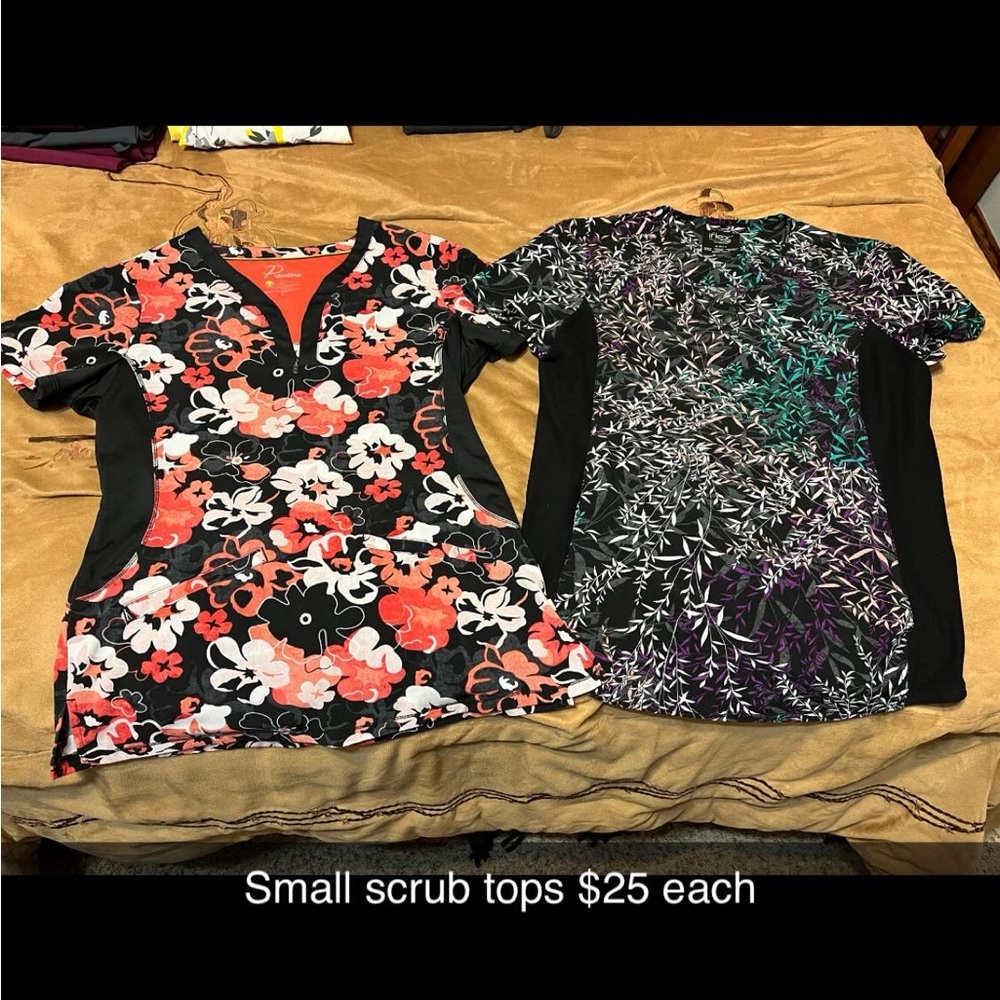 Nurse CNA scrub tops. Size small. Both are new without tags.